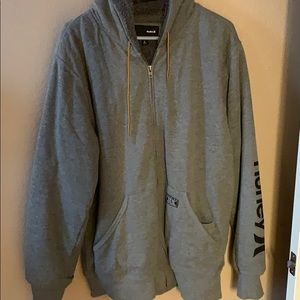 Hurley fleece lined zip up hoodie size large